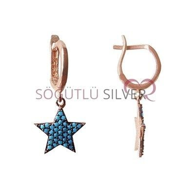 nano turkuaz yıldız taşlı küpe kupe8318