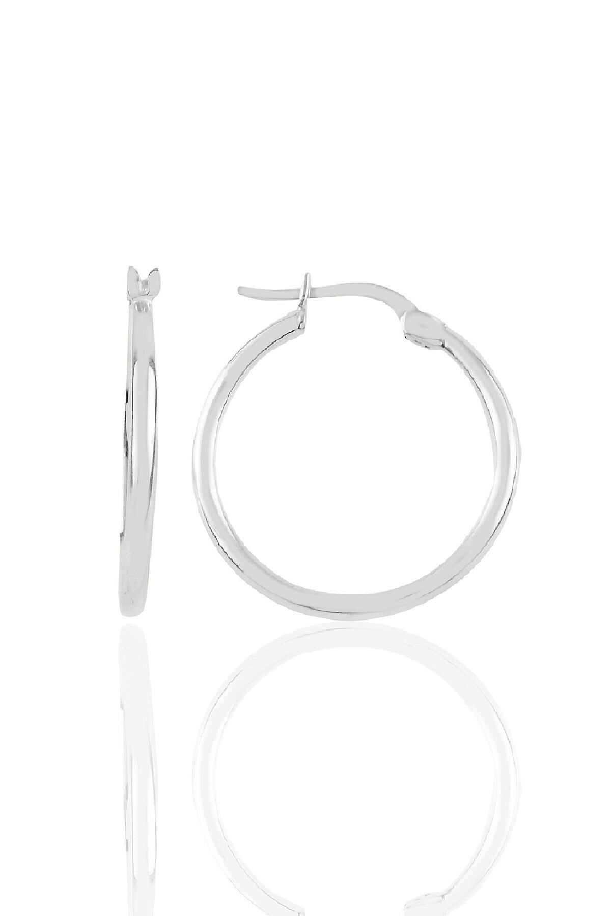 Gümüş 25 mm şarnel halka küpe SGTL11446RODAJ