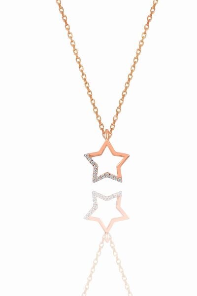 Gümüş rose içi boş yıldız modeli üçlü set SGTL11057ROSE