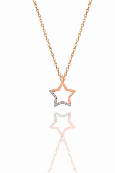 Gümüş rose içi boş yıldız modeli üçlü set SGTL11057ROSE