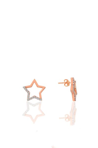 Gümüş rose içi boş yıldız modeli üçlü set SGTL11057ROSE