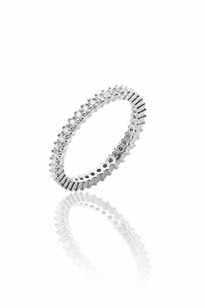 Gümüş tek sıra zirkon taşlı tamtur yüzük SGTL8766