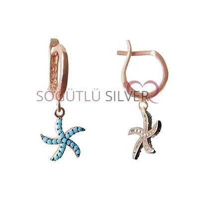 nano turkuaz taşlı deniz  yıldızı küpe kupe8317