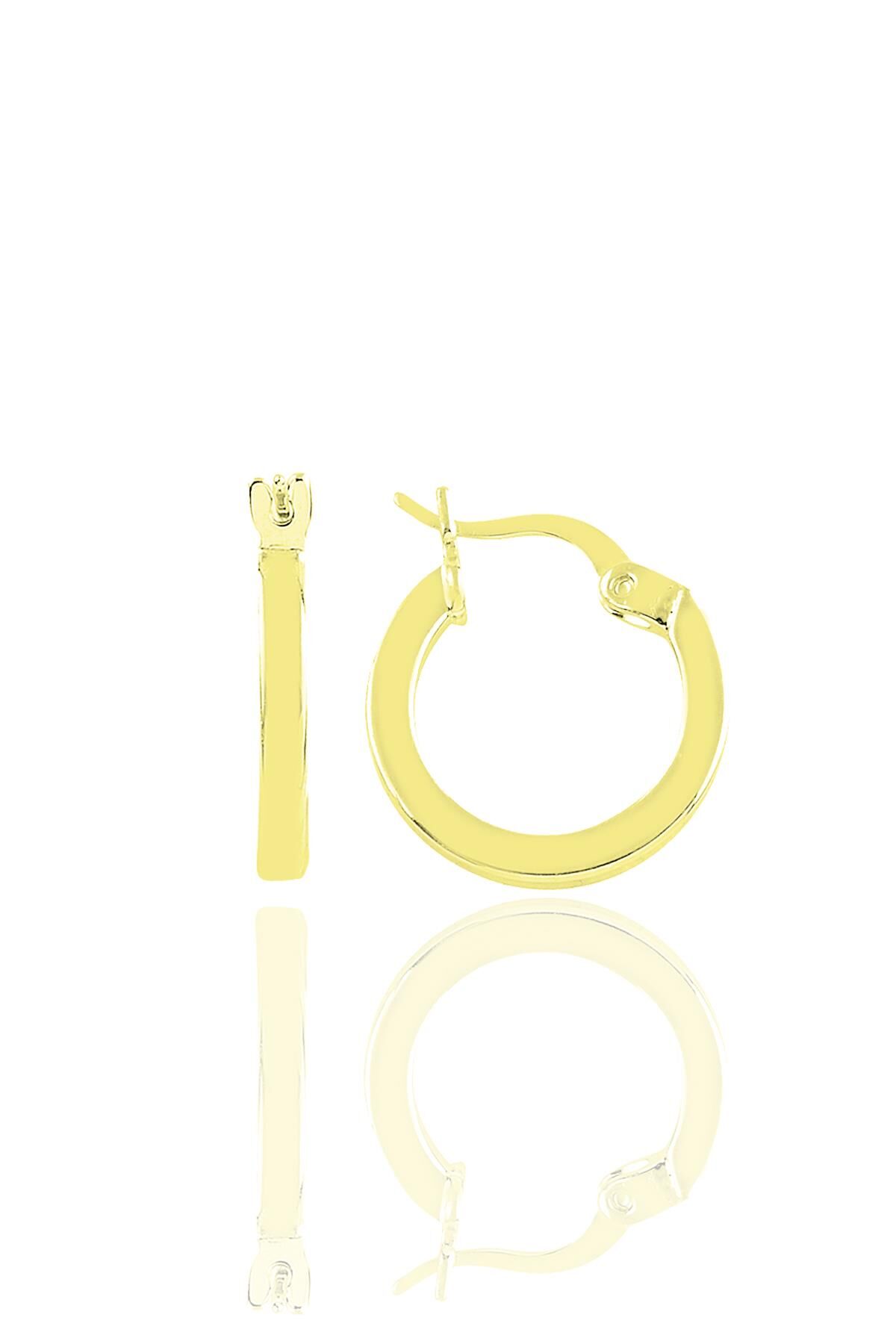 Gümüş altın yaldızlı balta kilit 17 mm halka küpe SGTL11257GOLD