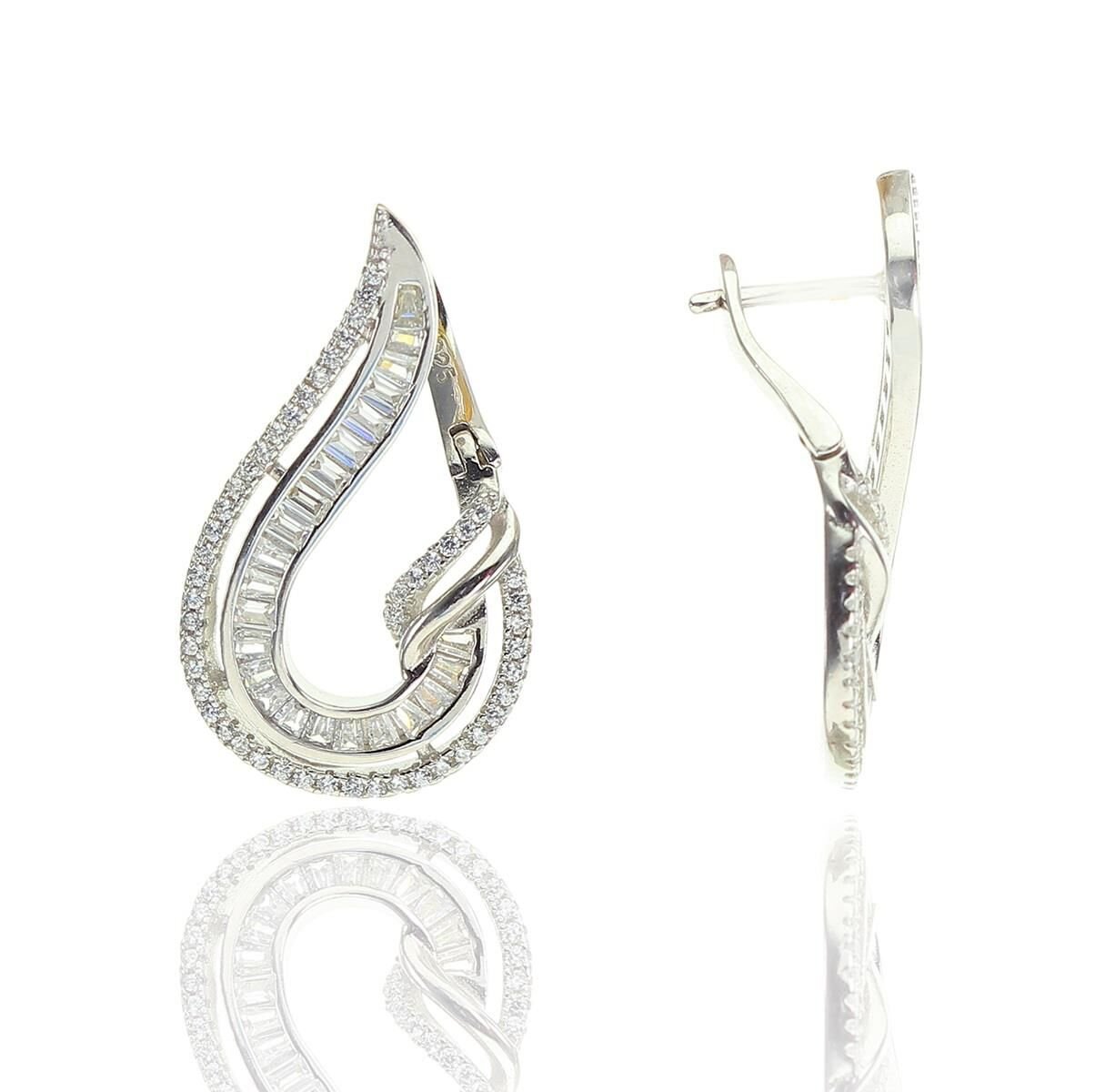 Gümüş yeni tarz baget taşlı küpe SGTL8506