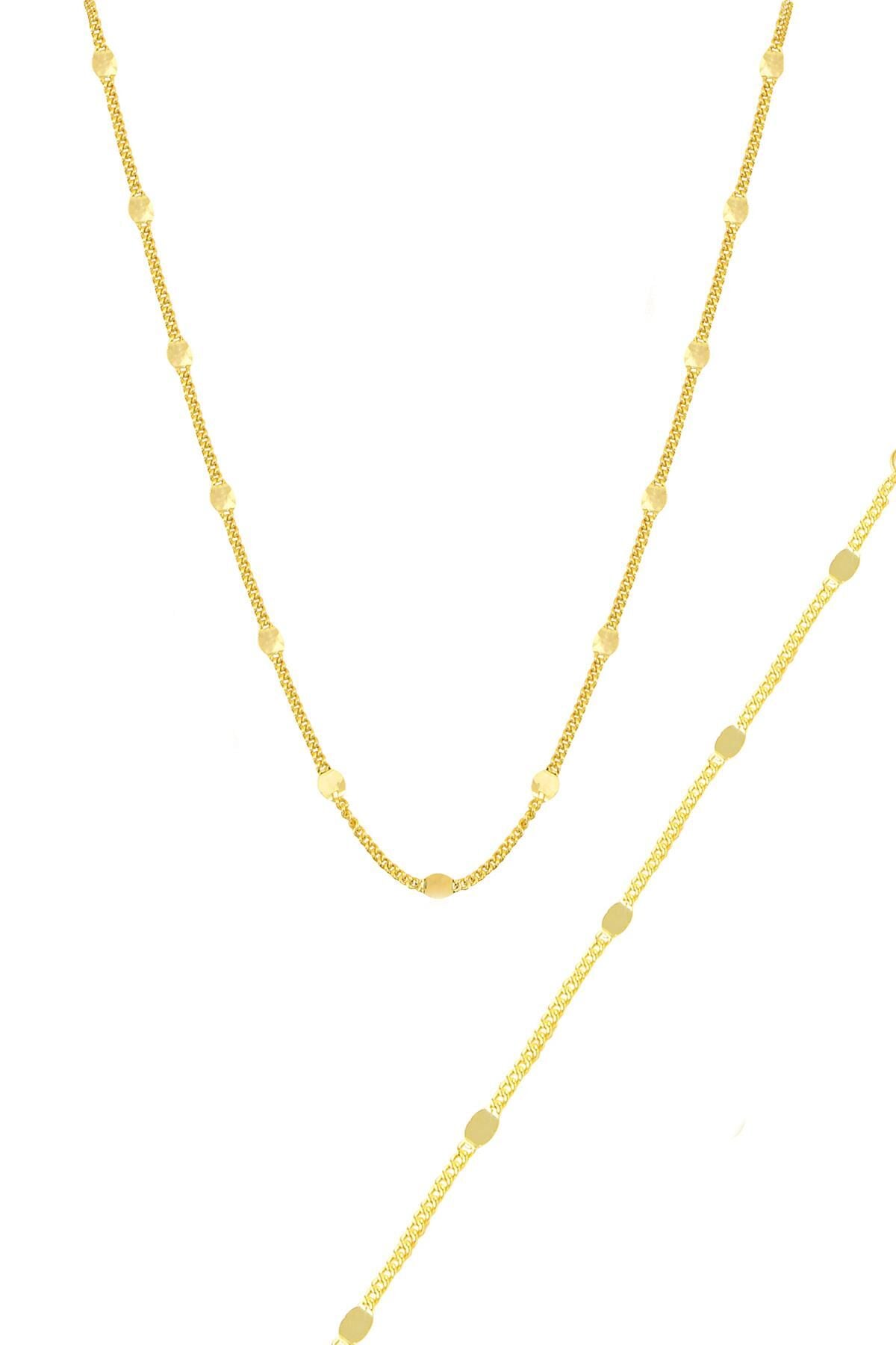 Gümüş altın yaldızlı pullu gurmet kolye bileklik seti SGTL11056GOLD