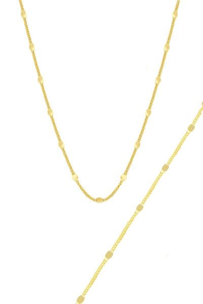 Gümüş altın yaldızlı pullu gurmet kolye bileklik seti SGTL11056GOLD