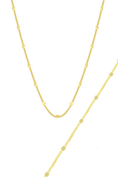 Gümüş altın yaldızlı pullu gurmet kolye bileklik seti SGTL11056GOLD