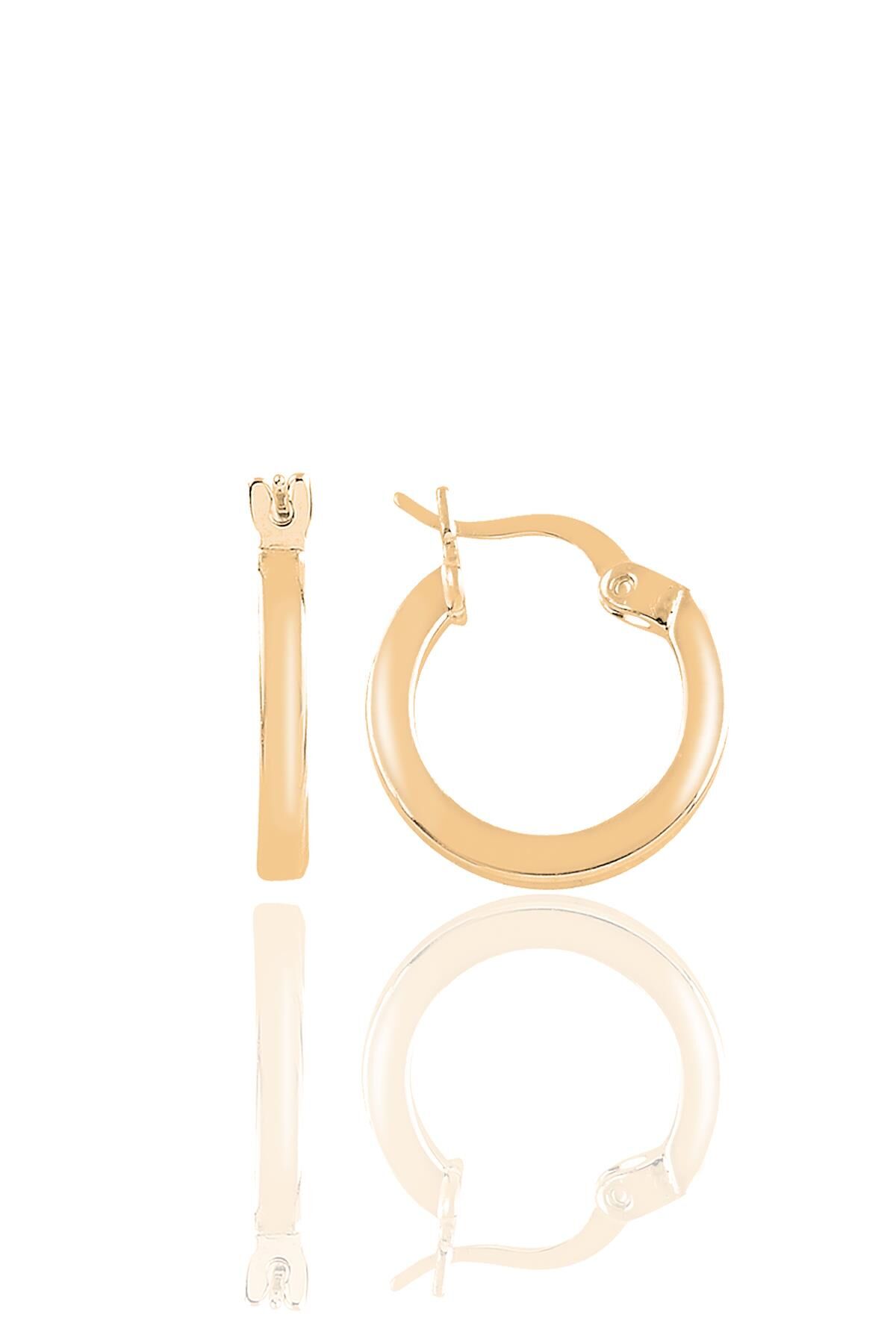 Gümüş rose balta kilit 17 mm halka küpe SGTL11257ROSE