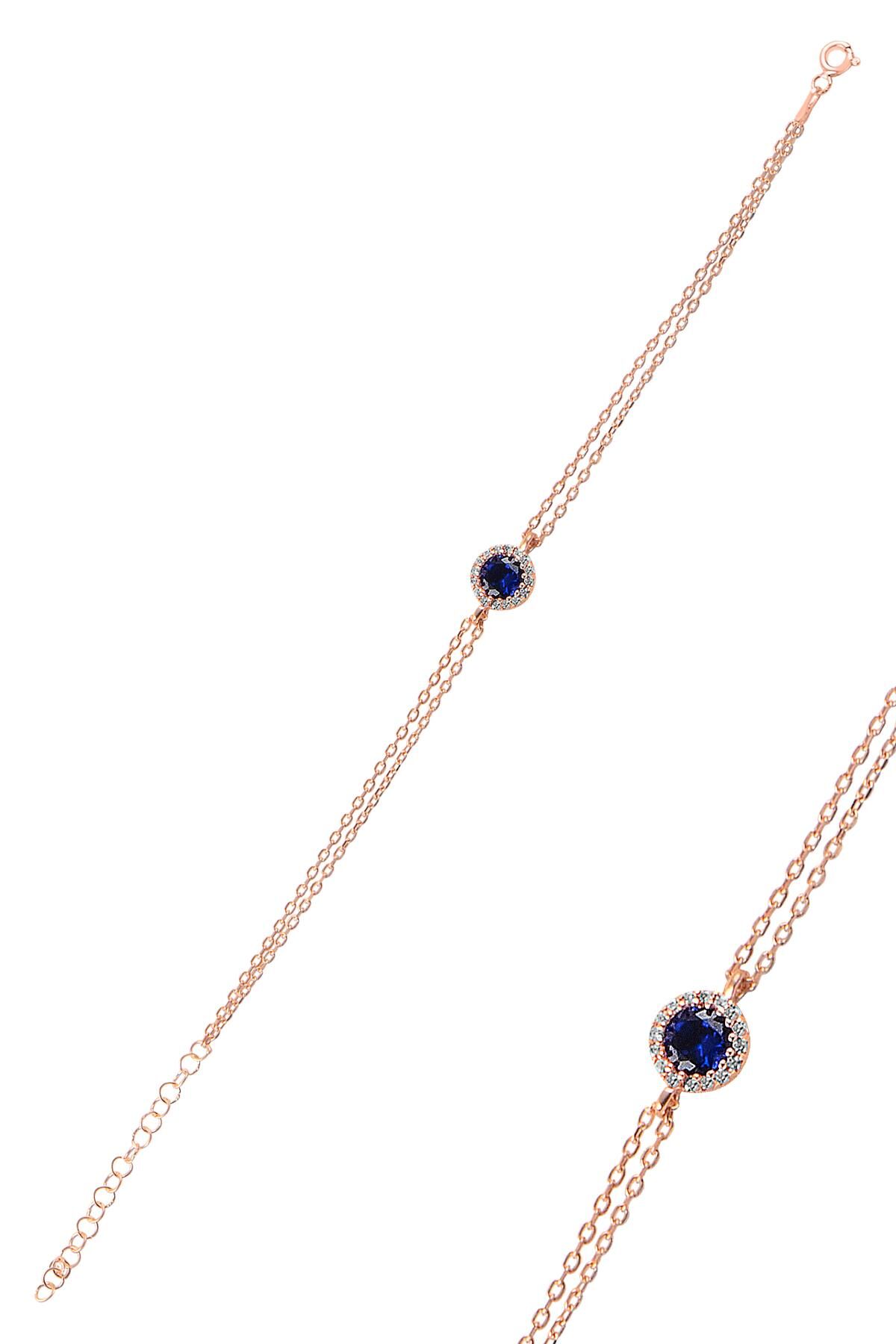 Gümüş rose safir taşlı elmas montürlü bileklik SGTL9915SFR