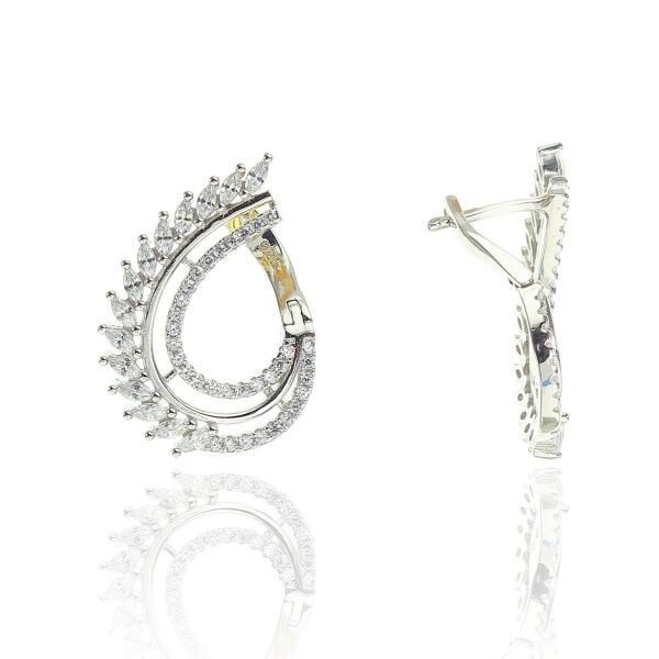 Gümüş yeni tarz baget taşlı küpe SGTL8507