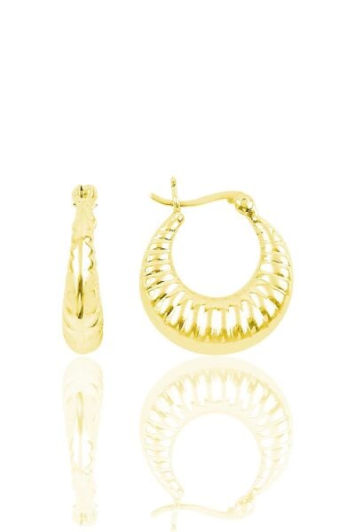 Gümüş 18 mm desenli halka küpe SGTL9928GOLD