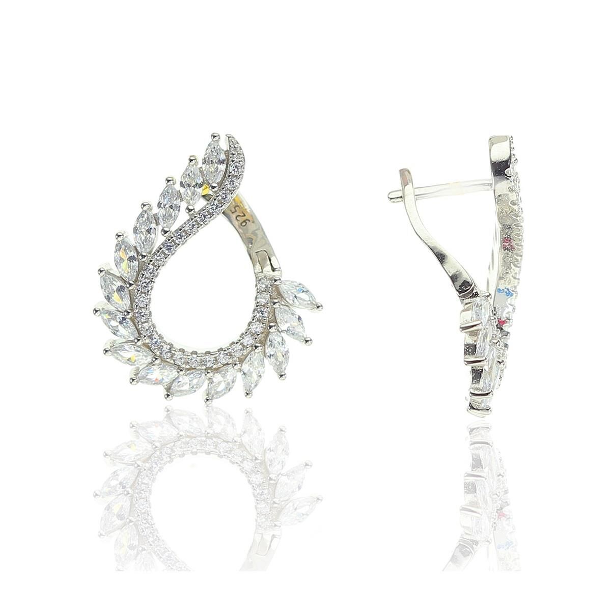 Gümüş yeni tarz baget taşlı küpe SGTL8508