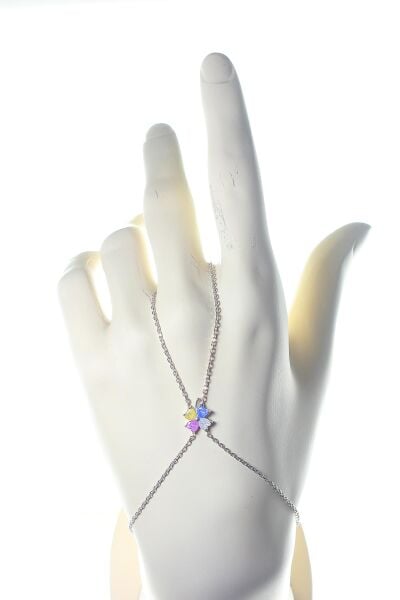 gümüş renkli taşlı yonca modeli şahmeran SGTL9422