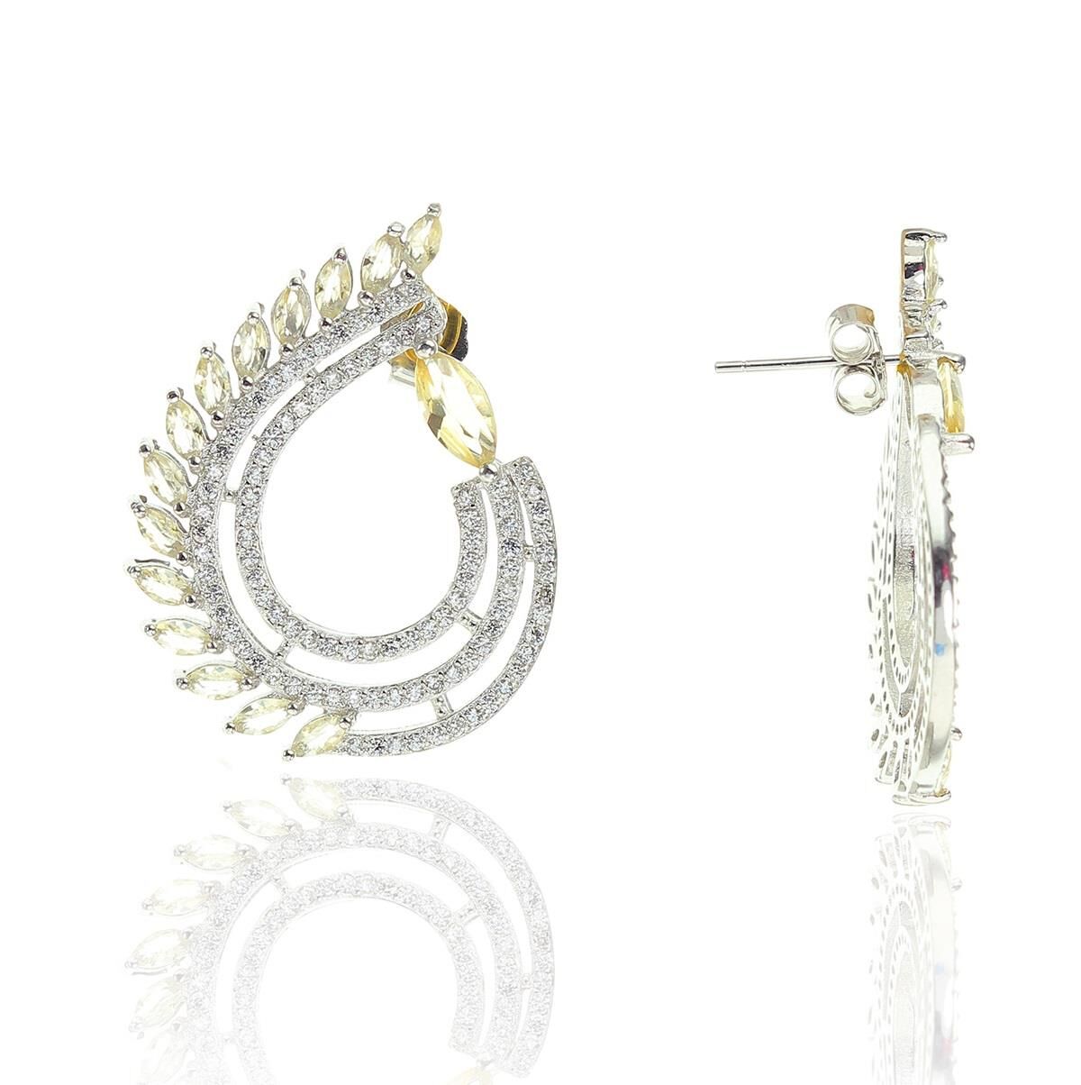 Gümüş yeni tarz baget taşlı küpe SGTL8509