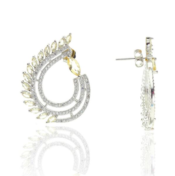 Gümüş yeni tarz baget taşlı küpe SGTL8509