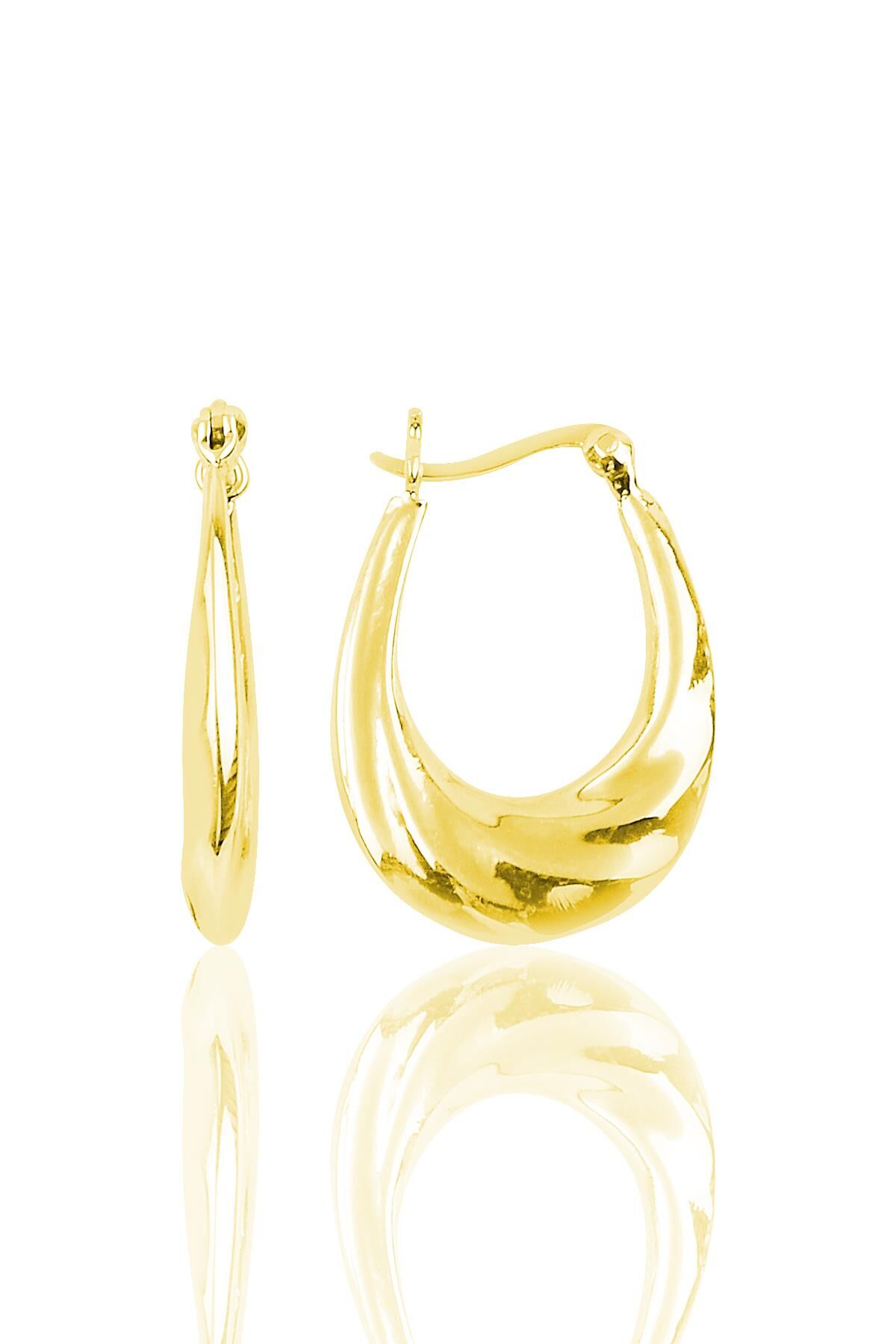 Gümüş dalgalı çanta modeli halka küpe SGTL9929GOLD