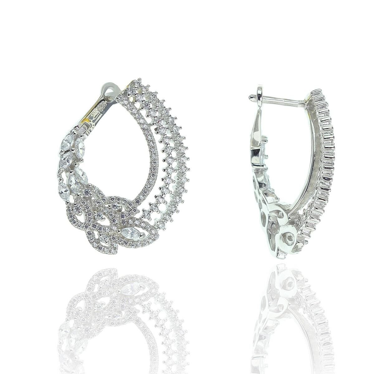 Gümüş yeni tarz baget taşlı küpe SGTL8510