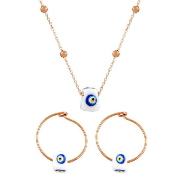 mineli nazarlı toptop zincirli ikili set SGTL7364