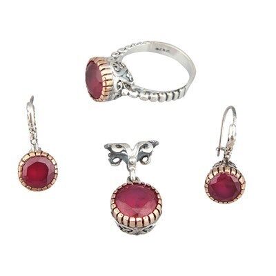 YAKUT TAŞLI ÜÇLÜ SET set8755