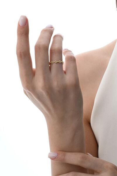 Gümüş altın yaldızlı özel tasarımlı pıtırcık yüzük SGTL12876GOLD