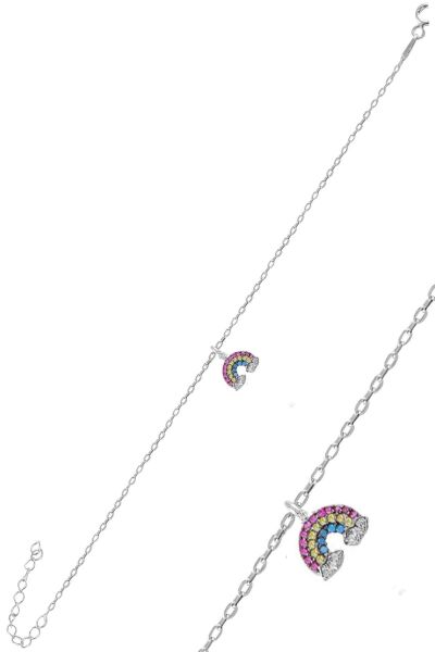 Gümüş rodyumlu renkli taşlı gök kuşağı üçlü set SGTL11052RODAJ