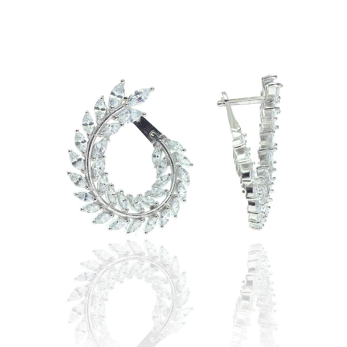 Gümüş yeni tarz baget taşlı küpe SGTL8512