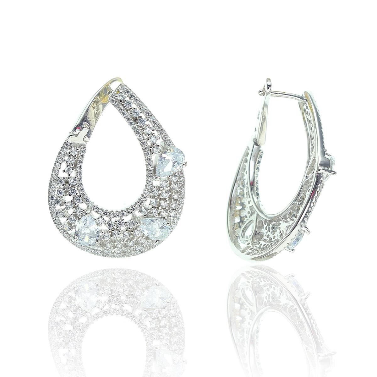 Gümüş yeni tarz baget taşlı küpe SGTL8513