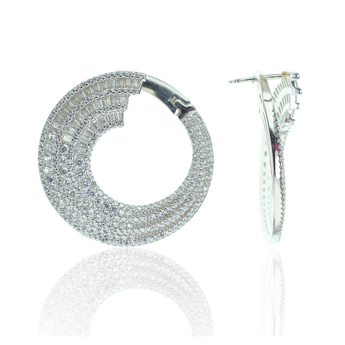 Gümüş yeni tarz baget taşlı küpe SGTL8514