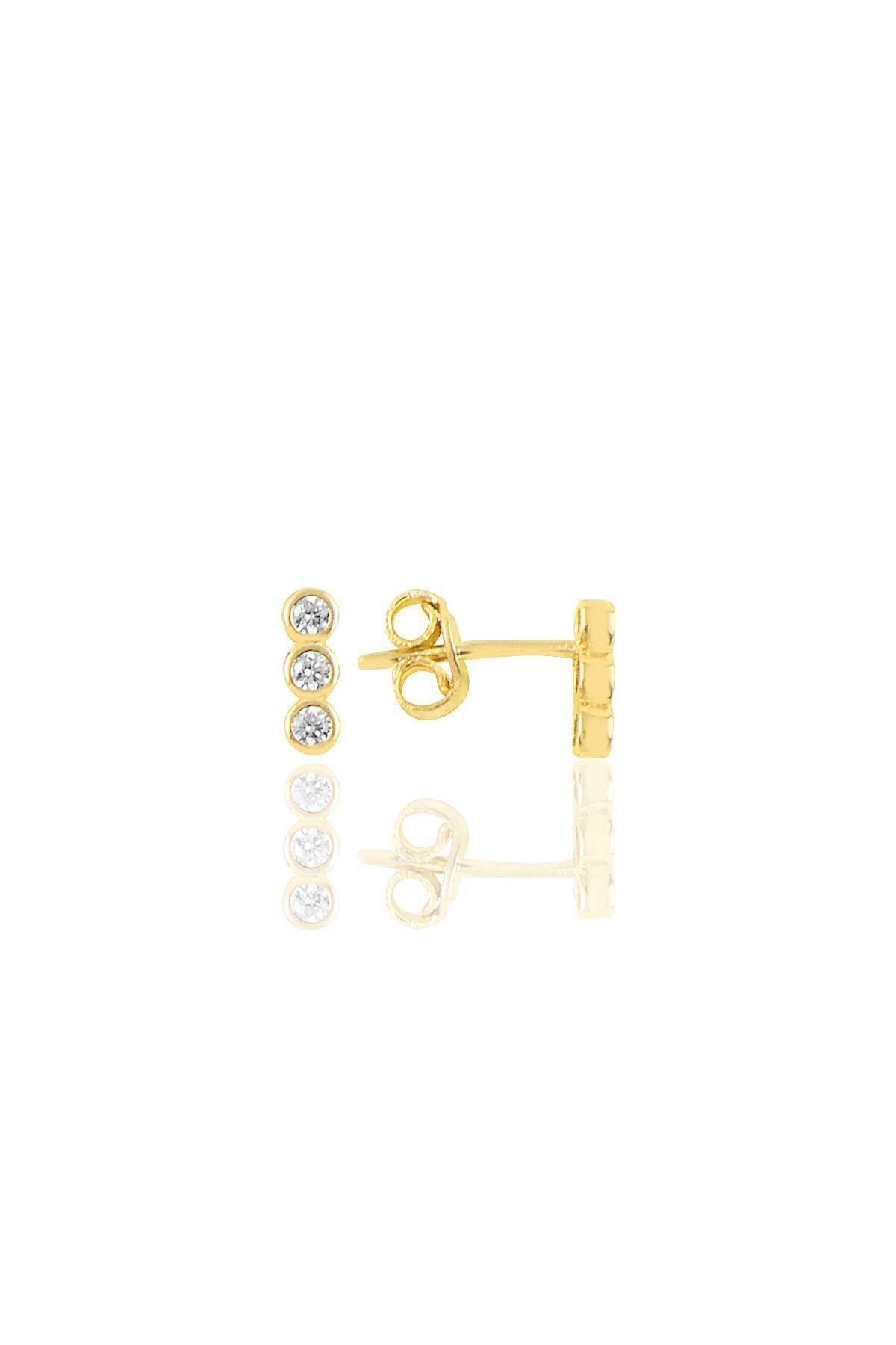 Gümüş altın yaldızlı zirkon taşlı su yolu küpe SGTL10788GOLD