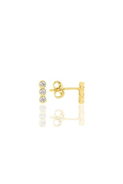 Gümüş altın yaldızlı zirkon taşlı su yolu küpe SGTL10788GOLD
