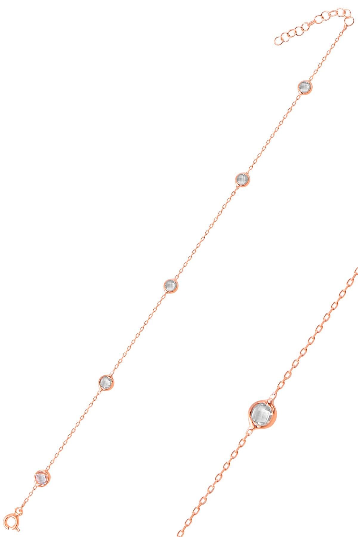 Gümüş rose zirkon tek sıra taşlı bileklik SGTL12500ROSE