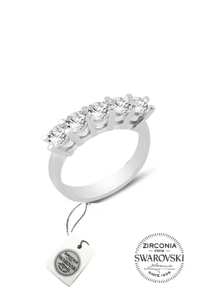 Gümüş Swarovski beş taşlı yüzük SGTL20513