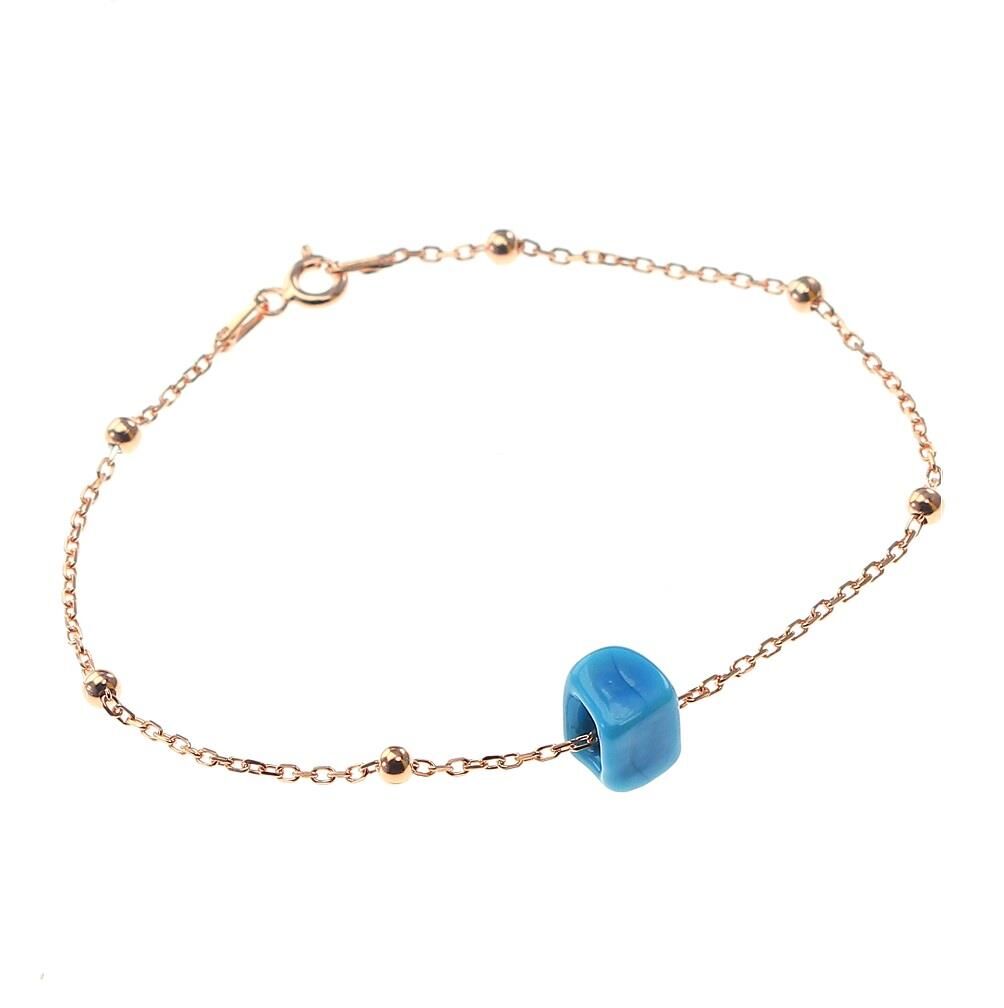 Gümüş turkuaz taşlı top top bileklik SGTL8518