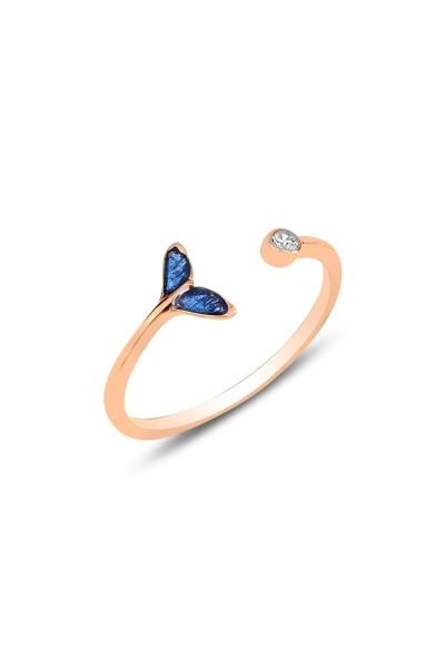 Gümüş rose zirkon taşlı mineli ayarlamalı yüzük SGTL12177ROSE