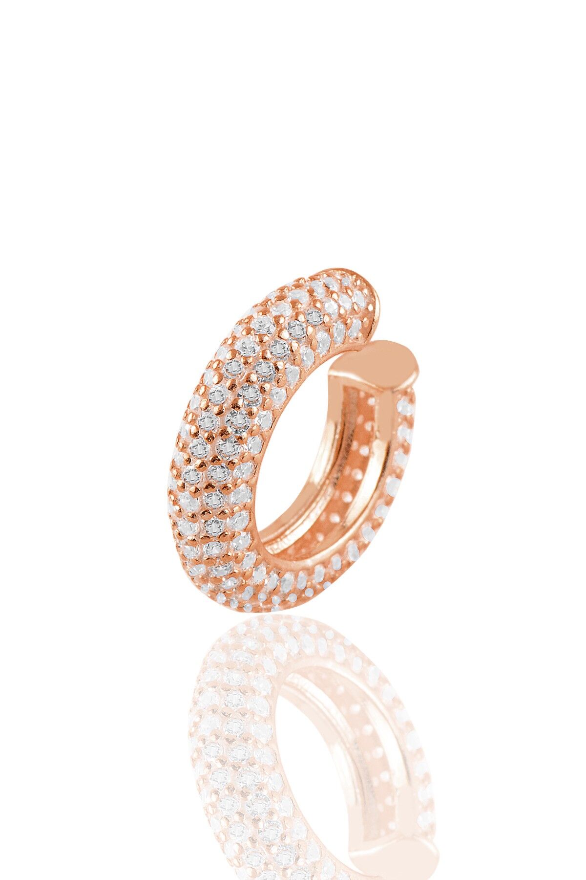 925 Ayar Gümüş Kıkırdak Küpe Rose 5 sıralı zirkon taşlı kıkırdak küpe SGTL11017ROSE