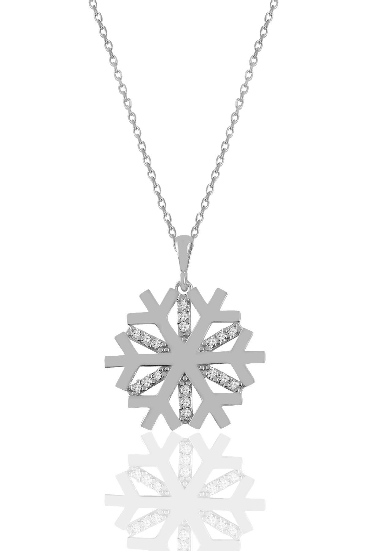 Gümüş rodyumlu zirkon taşlı sade kartanesi kolye SGTL11046RODAJ