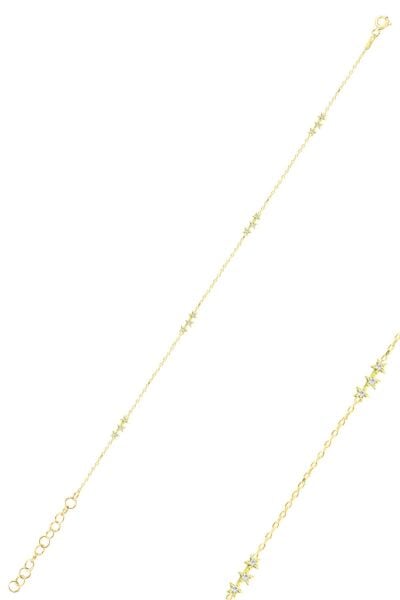 Gümüş altın yaldızlı zirkon taşlı kayan yıldız bileklik SGTL12503GOLD
