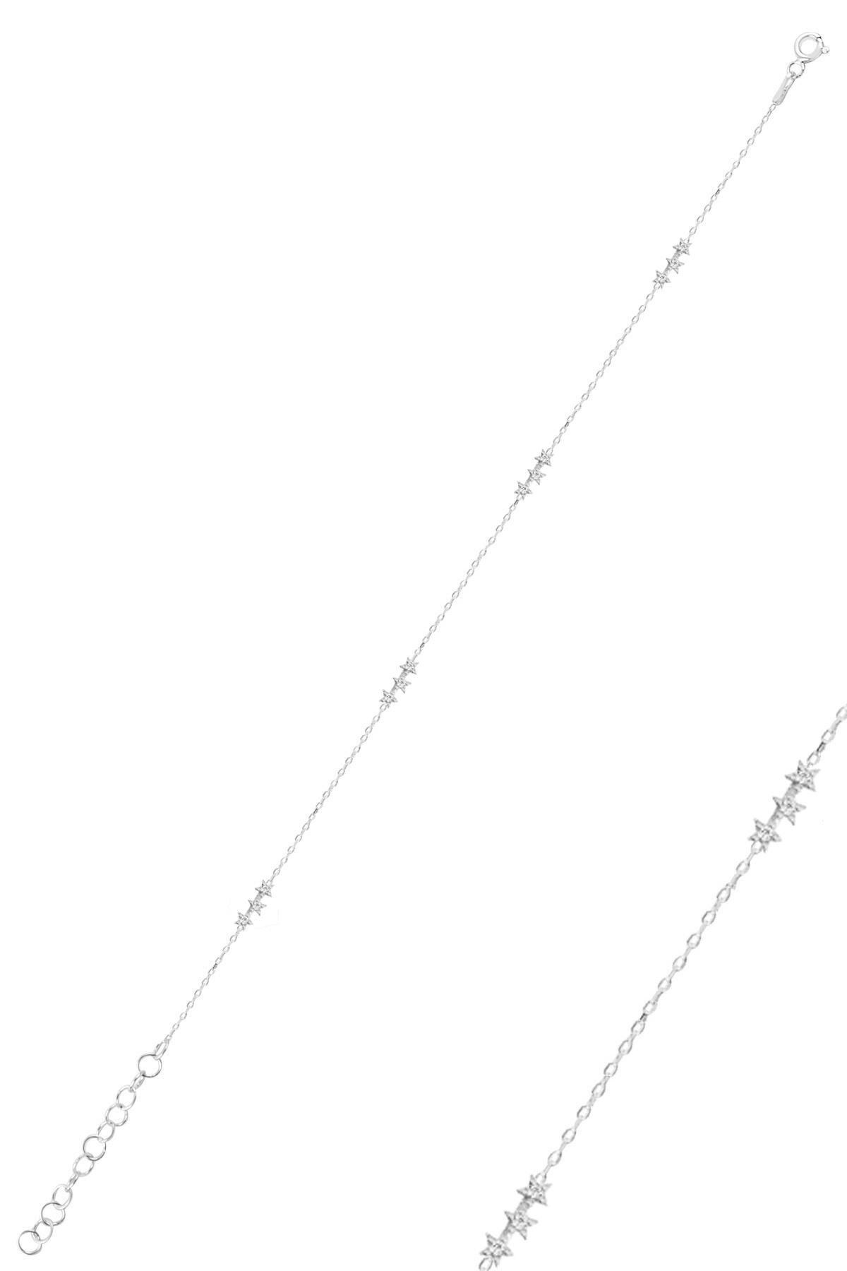 Gümüş rodyumlu zirkon taşlı kayan yıldız bileklik SGTL12503RODAJ