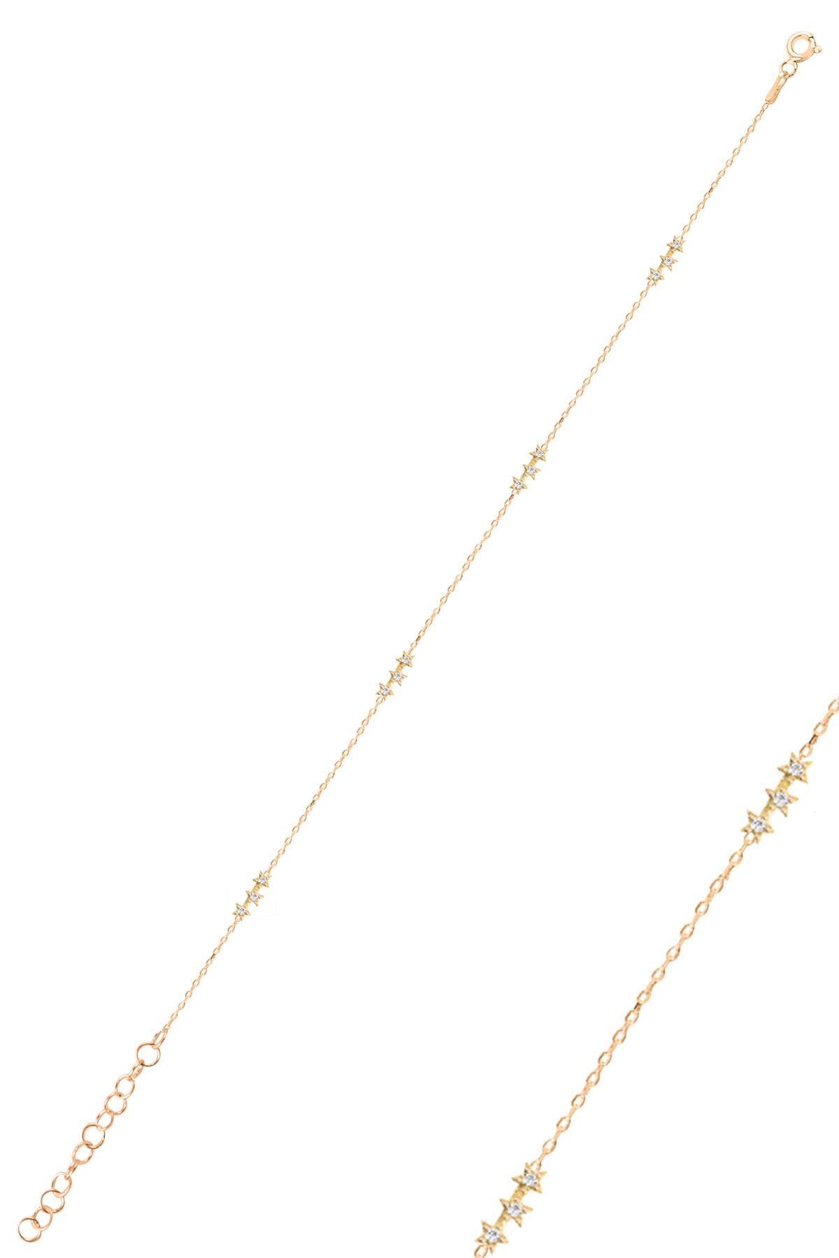 Gümüş rose zirkon taşlı kayan yıldız bileklik SGTL12503ROSE