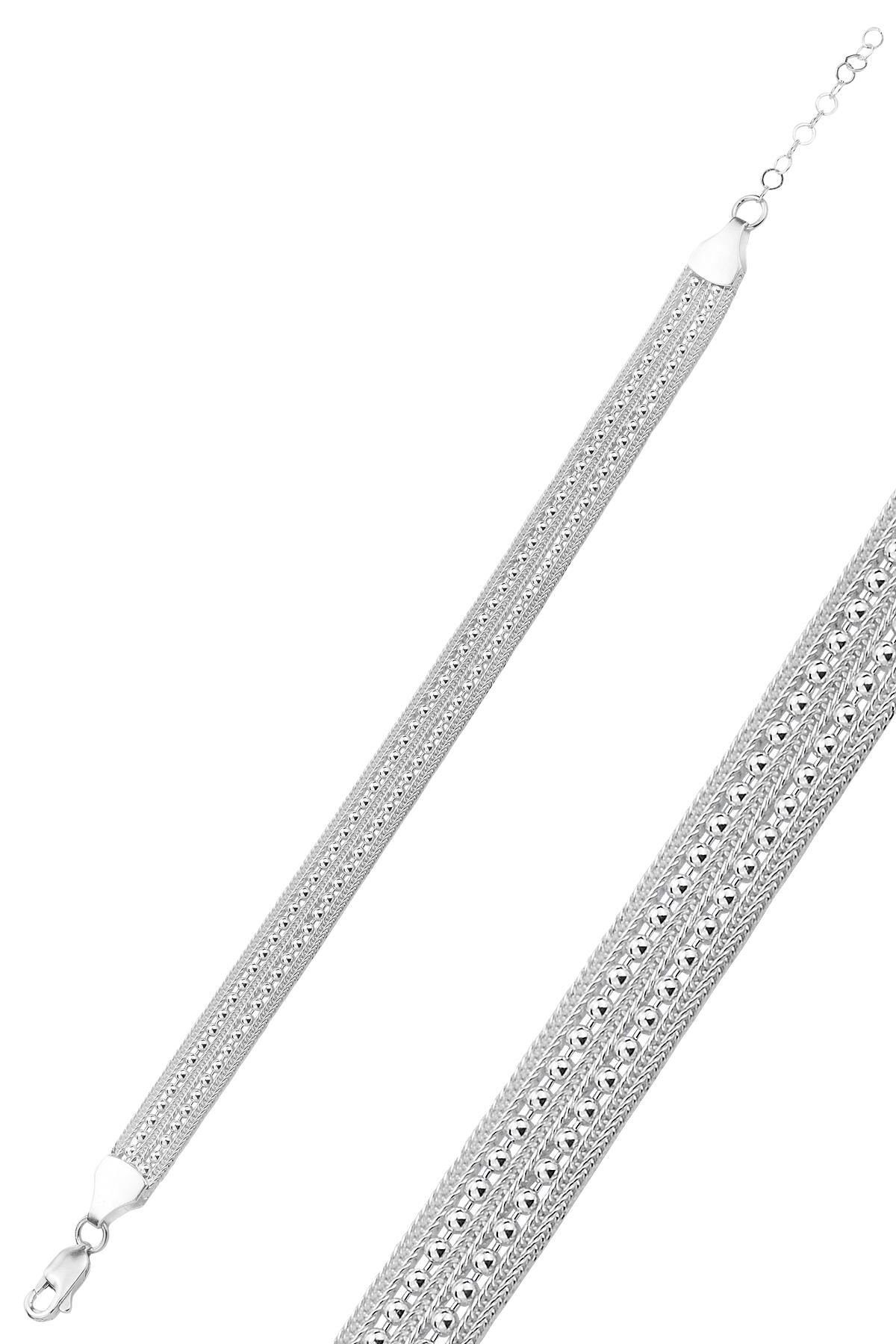 Gümüş 5 sıra toplu midyat hasırı bileklik SGTL12504GUMUS