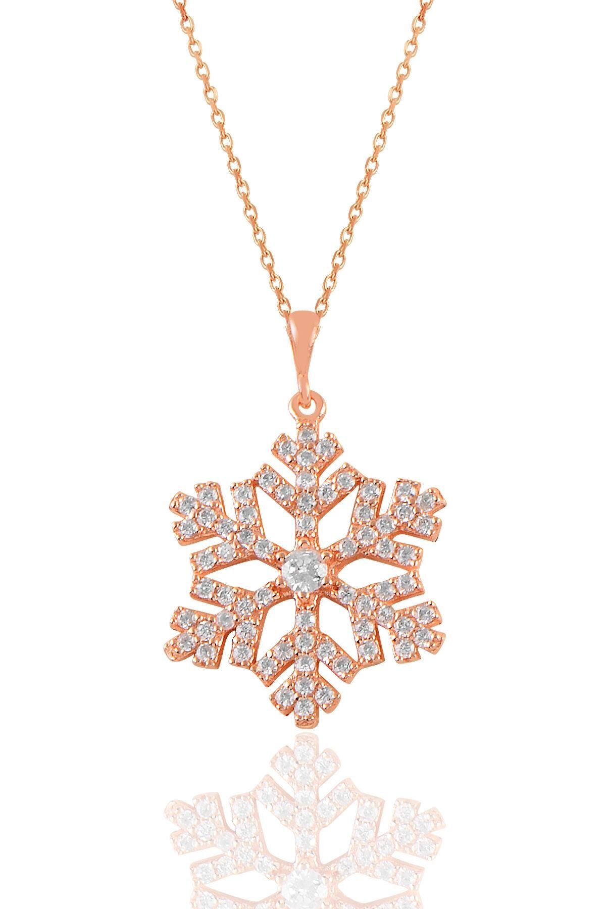 Gümüş rose zirkon taşlı kartanesi kolye SGTL11045ROSE