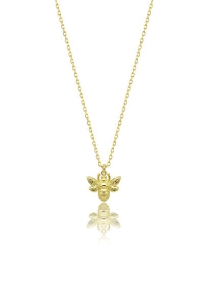 925 Ayar Gümüş Kolye Altın Kaplama Kraliçe Arı Figürlü Minimal Şans Kolye SGTL13617GOLD