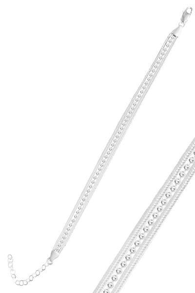 Gümüş 3 sıra toplu midyat hasırı bileklik SGTL12506GUMUS