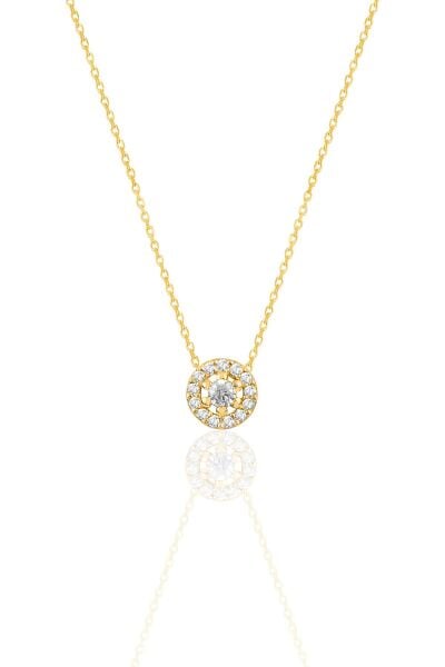 Gümüş altın yaldızlı zirkon taşlı pırlanta modeli tiny kolye SGTL12507GOLD