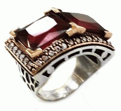 kök yakut taşlı otantik yüzük yüzük8361