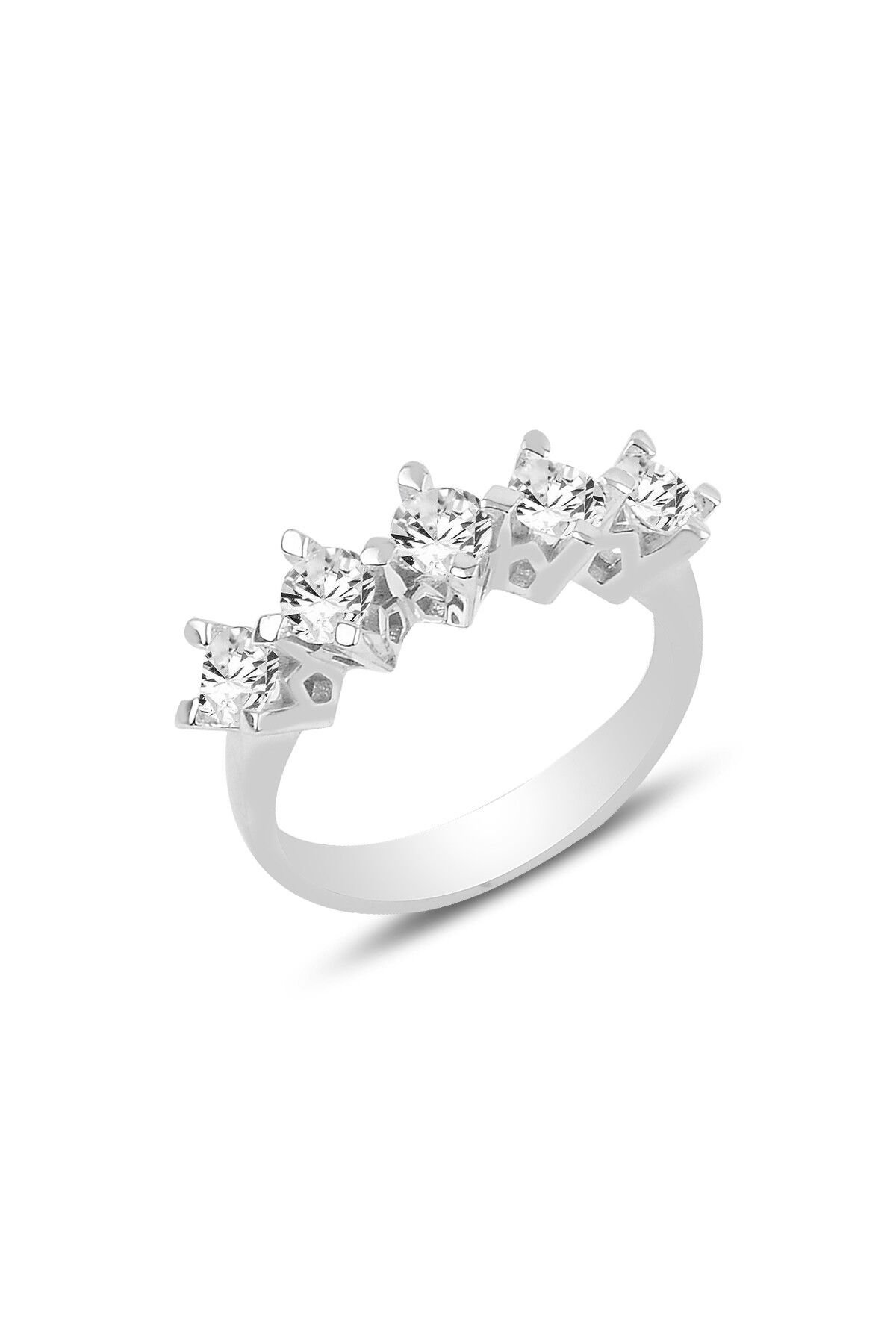 Gümüş Swarovski beş taşlı çapraz modeli yüzük SGTL20514