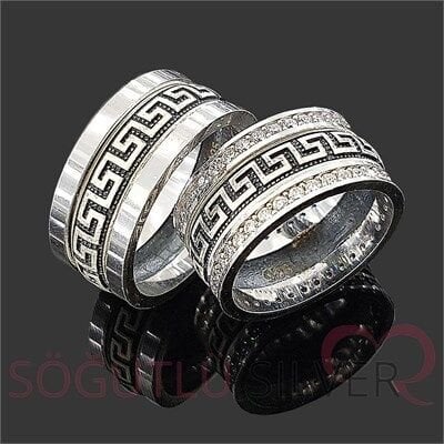 rodyumlu bay ve bayan alyans alyans3988