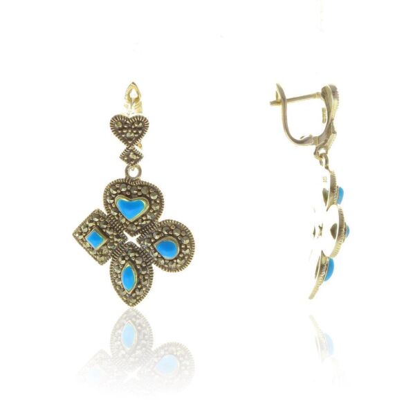 Turkuaz ve  Markazit taşlı  ikili set SGTL5532
