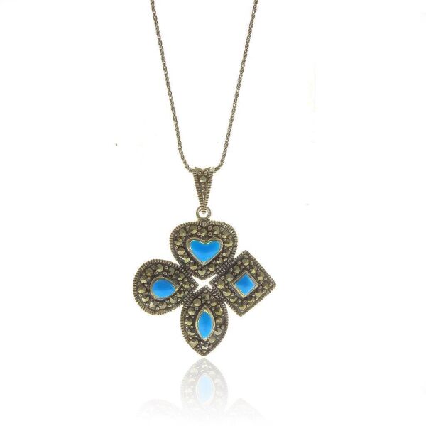 Turkuaz ve  Markazit taşlı  ikili set SGTL5532